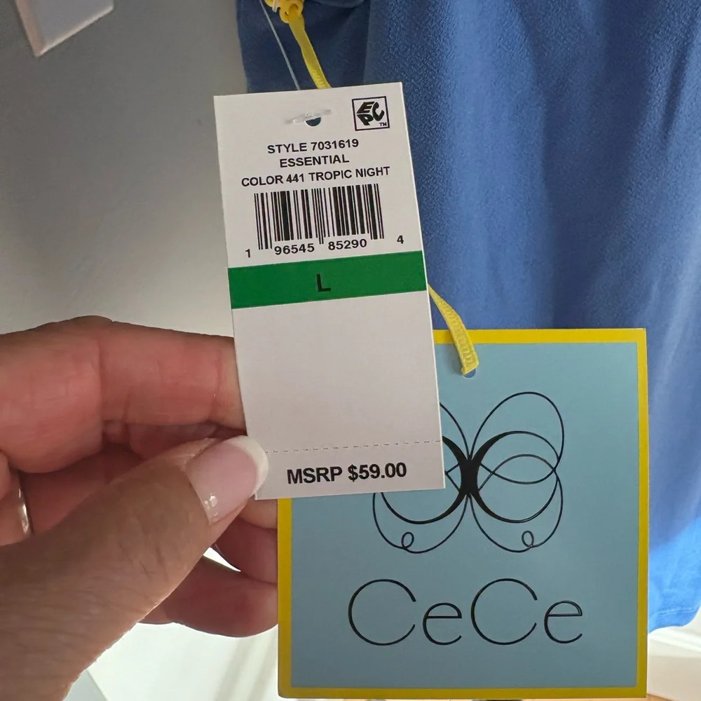 CeCe Blue Flutter Sleeve Ruffled Top - Picture 8 of 9